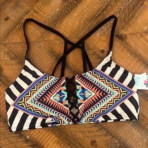 Striped Tribal Print Strappy Swim Bikini Top. Victoria secret pink
